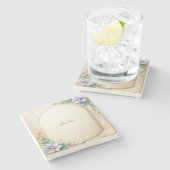 Decorative Floral Frame with Pearls Stone Coaster ストーンコースター (横)