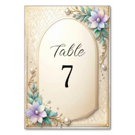 Decorative Floral Frame with Pearls Table Number テーブルナンバー