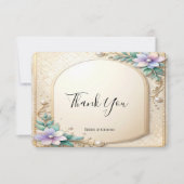 Decorative Floral Frame with Pearls Thank You Card サンキューカード (正面)