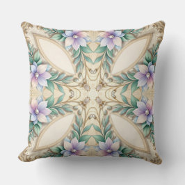 Decorative Floral Frame with Pearls Throw Pillow クッション