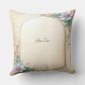 Decorative Floral Frame with Pearls Throw Pillow クッション (裏面)