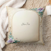 Decorative Floral Frame with Pearls Throw Pillow クッション (ブランケット)