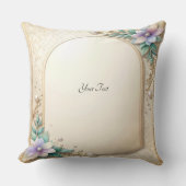 Decorative Floral Frame with Pearls Throw Pillow クッション (正面)