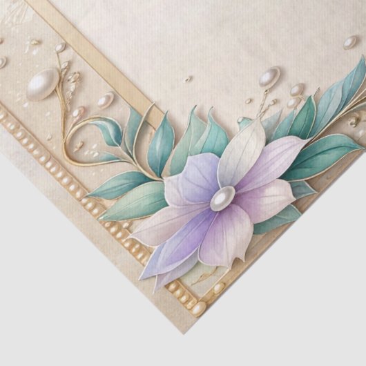 Decorative Floral Frame with Pearls Tissue Paper 薄葉紙 (詳細)