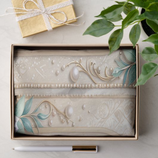 Decorative Floral Frame with Pearls Tissue Paper 薄葉紙 (ギフト)