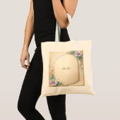 Decorative Floral Frame with Pearls Tote Bag トートバッグ (正面(商品))