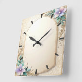 Decorative Floral Frame with Pearls Wall Clock スクエア壁時計 (傾斜)