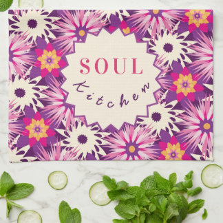 Decorative Floral pattern Pink Purple Astra Modern キッチンタオル