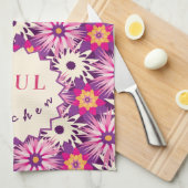 Decorative Floral pattern Pink Purple Astra Modern キッチンタオル (四つ折り)