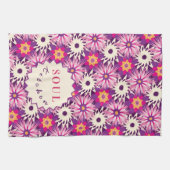 Decorative Floral pattern Pink Purple Astra Modern キッチンタオル (横)