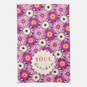 Decorative Floral pattern Pink Purple Astra Modern キッチンタオル (縦)