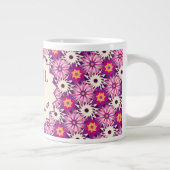 Decorative Floral pattern Pink Purple Astra Modern ジャンボコーヒーマグカップ (右)