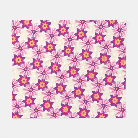 Decorative Floral pattern Pink Purple Astra Modern フリースブランケット (正面(横))