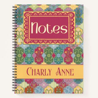 Decorative Floral Ticket Patchwork Folk Art ノートブック