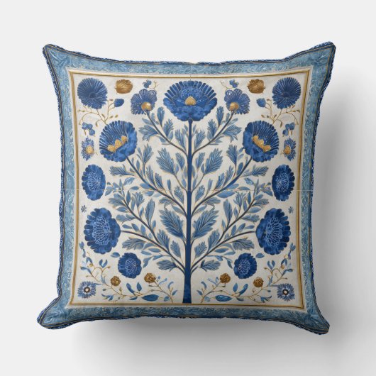 Decorative Floral & Tree Throw Pillow クッション (正面)