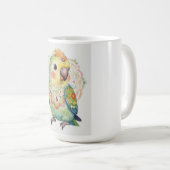 Decorative Folk‑Art Parrot Illustration  コーヒーマグカップ (正面右)