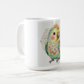 Decorative Folk‑Art Parrot Illustration  コーヒーマグカップ (正面左)