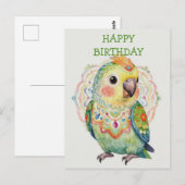 Decorative Folk‑Art Parrot Illustration  ポストカード (正面/裏面)