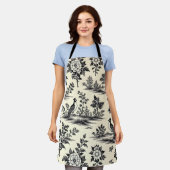 Decorative French toile pattern エプロン (着用した状態)