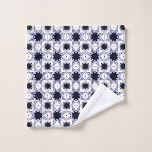 Decorative geometric patterned baby blue star バスタオルセット (ウォッシュタオル)