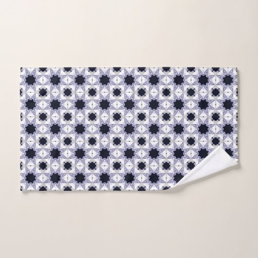Decorative geometric patterned baby blue star バスタオルセット (ハンドタオル)