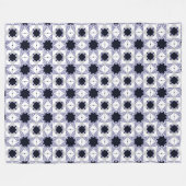 Decorative geometric patterned baby blue star フリースブランケット (正面(横))
