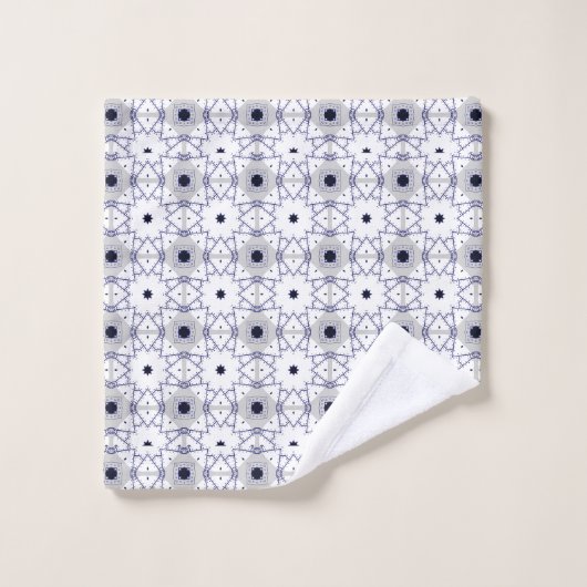 Decorative geometric patterned on white background バスタオルセット (ウォッシュタオル)