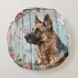 Decorative German Shepherd Throw Pillow ラウンドクッション