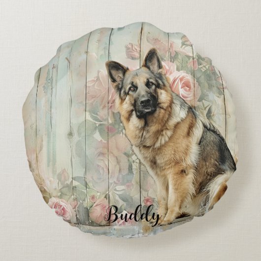 Decorative German Shepherd Throw Pillow ラウンドクッション (裏面)