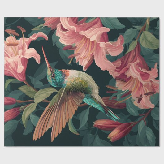 Decorative Gift Wrap Paper Hummingbird Floral ラッピングペーパー (フラット)
