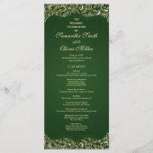 Decorative Green And Gold Wedding Program プログラム (正面)