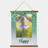 Decorative Green Glitter 2 Photos 100th Birthday 吊り下げ型タペストリー (正面)