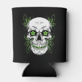 Decorative Grinning Scull with Leaf Outlines 缶クーラー (裏面)