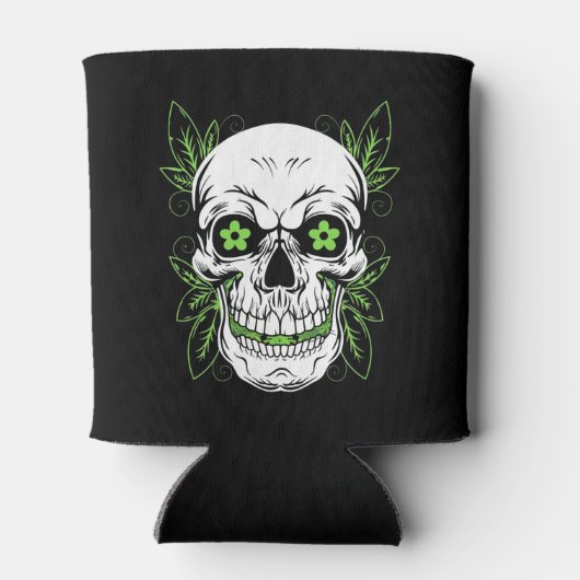 Decorative Grinning Scull with Leaf Outlines 缶クーラー (裏面)