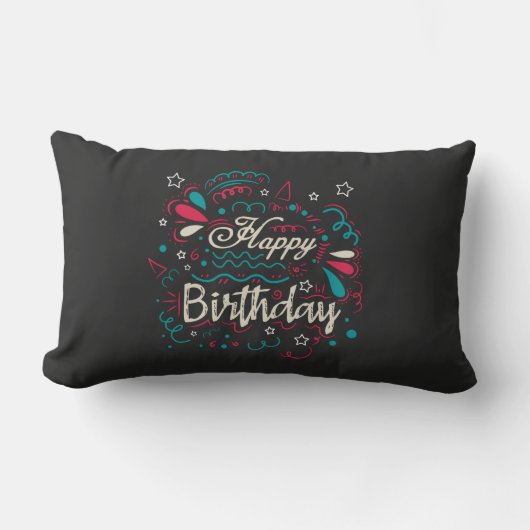 decorative happy birthday ランバークッション (正面)