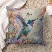 Decorative Humming Bird Flowers Throw Pillow クッション (ブランケット)