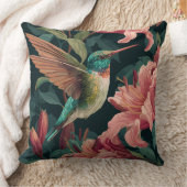 Decorative Humming Bird Flowers Throw Pillow クッション (ブランケット)