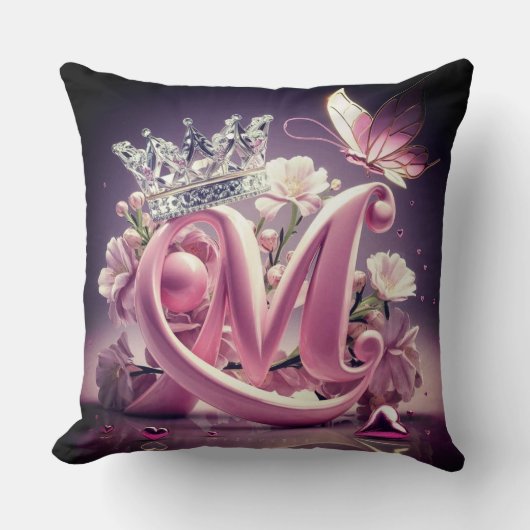 Decorative Initial Letter M – Personalized Monogra クッション (正面)