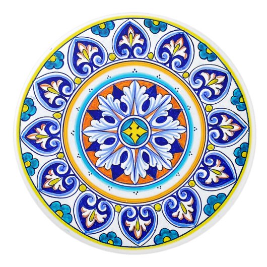 Decorative Italian Antico Deruta Elegance セラミックノブ (正面)