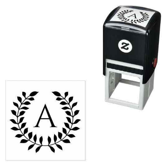 Decorative Laurel Wreath With Custom Monogram セルフインキングスタンプ (インサイチュ)