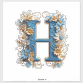 Decorative Letter H With Blue Enamel シール (シート)