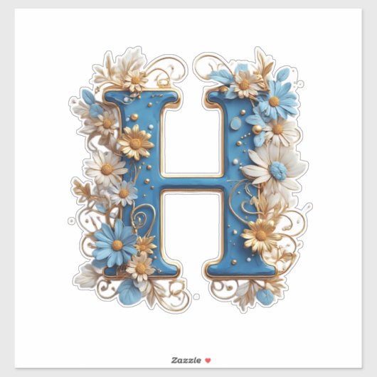 Decorative Letter H With Blue Enamel シール (シート)