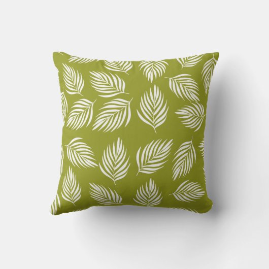 Decorative Lime Green Leaves Pattern クッション (裏面)