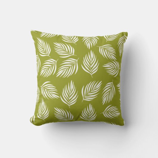 Decorative Lime Green Leaves Pattern クッション (正面)