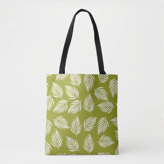 Decorative Lime Green Leaves Pattern トートバッグ (正面)
