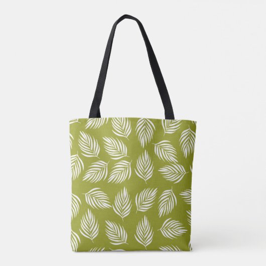 Decorative Lime Green Leaves Pattern トートバッグ (裏面)