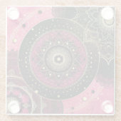 Decorative Mandala Pink and Black  ガラスコースター (裏面)