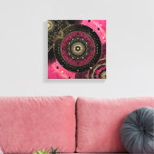 Decorative Mandala Pink and Black キャンバスプリント (インサイチュ (リビング))