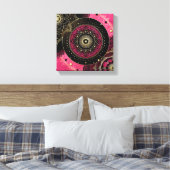 Decorative Mandala Pink and Black キャンバスプリント (インサイチュ (寝室))