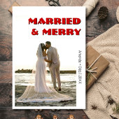 Decorative Married and Merry Modern Rich RedText シーズンカード